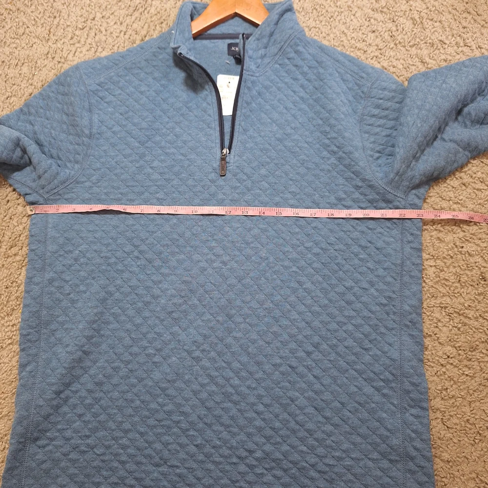 NWT J.CREW Men's Diamond Quilted Half-Zip Pullover Sweater Blue Size Large
